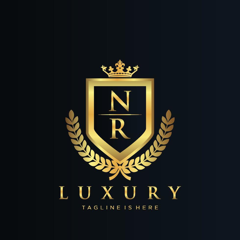 NR Letter Initial with Royal Luxury Logo Template vector