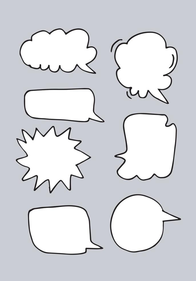 Vector Set of Black Sketch Comics Speech Bubbles.bubble dialog doodle vector line message .vector illustration.