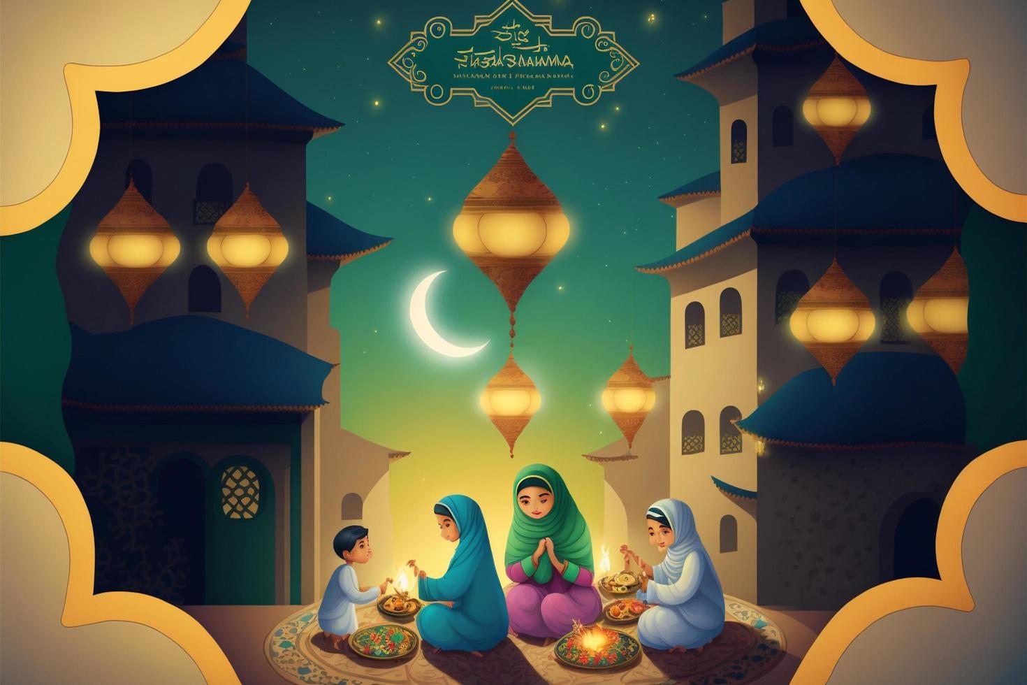 Ramzan Mubarak Happy Ramadan Eid Festive AI Generated photo