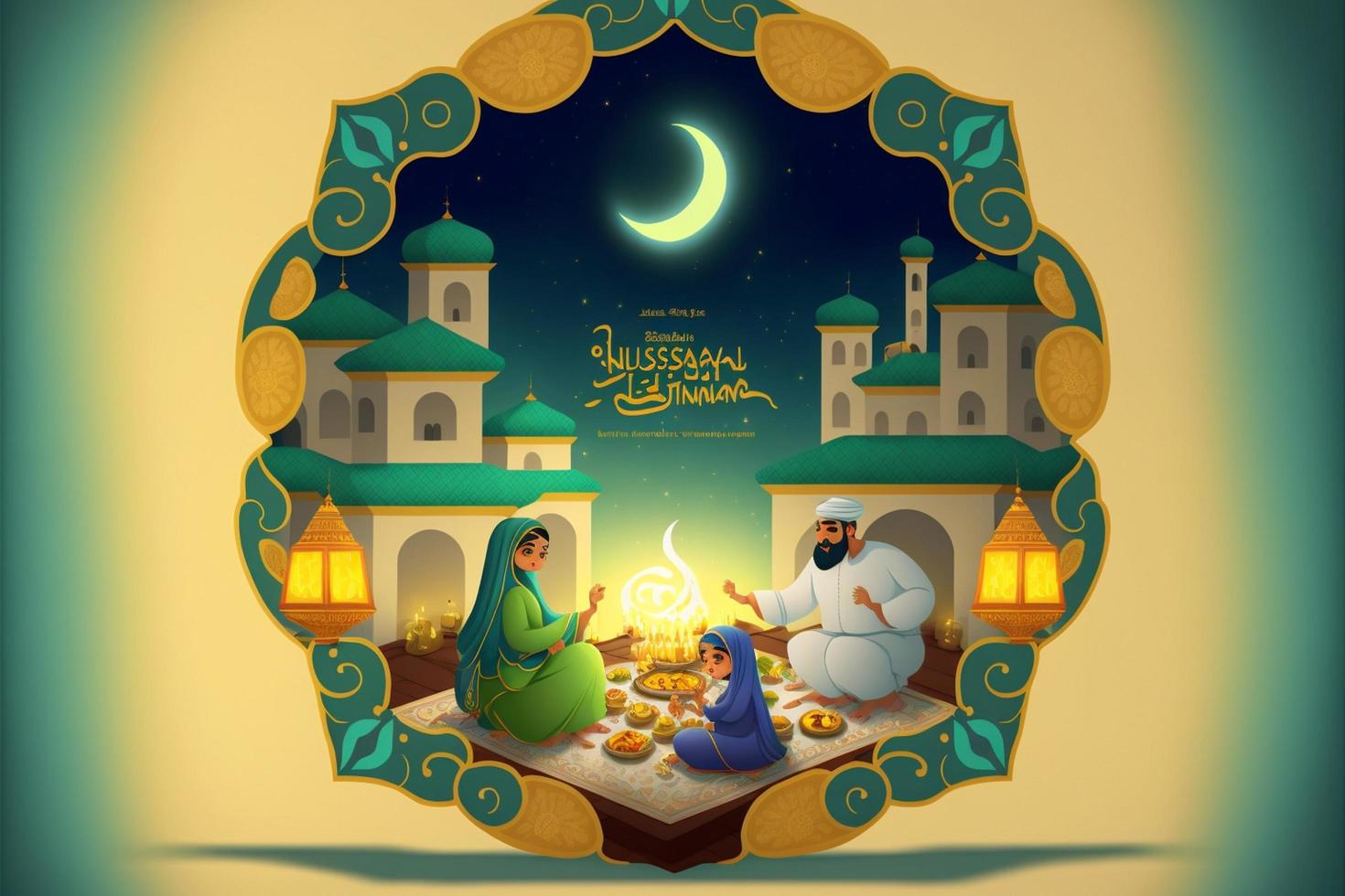 ramzan Mubarak contento Ramadán eid festivo ai generado foto