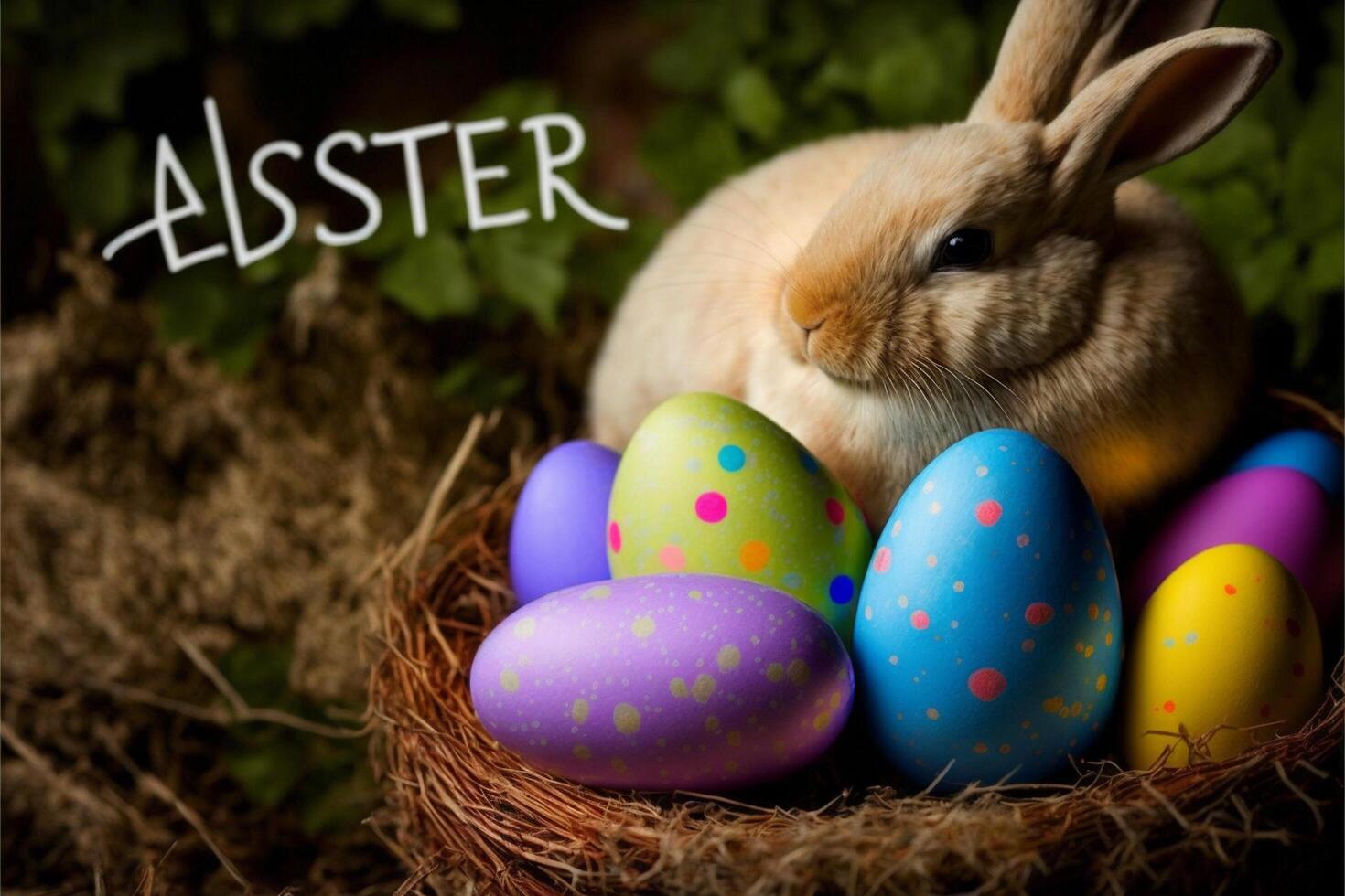 Happy Easter 4K AI Images of Easter Egg Easter Bunny photo