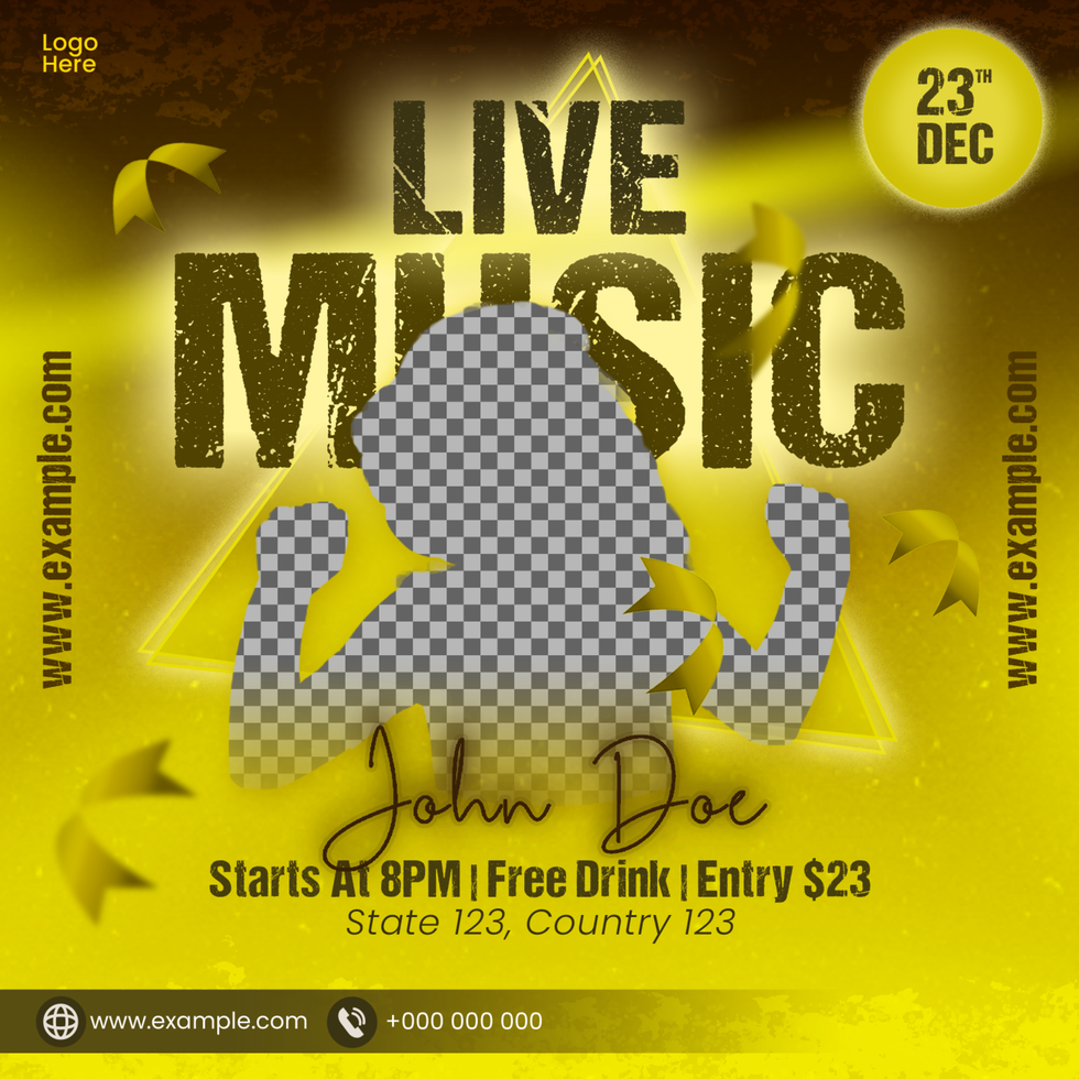 Music Festival Social Media Post Template with Shiny Light and Brush Style Background psd