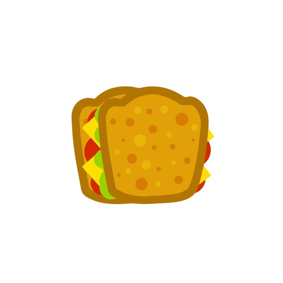 Sandwich. Bread with cheese, tomato and lettuce. Food icon. Flat illustration vector