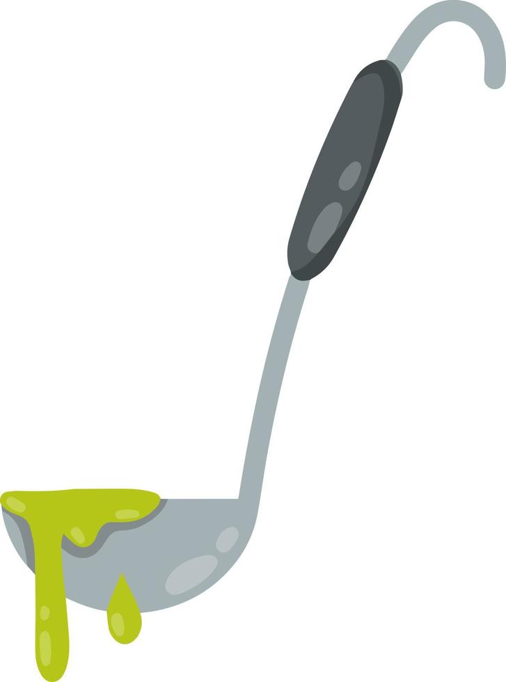 Ladle. Large metal spoon. Element of kitchen and tableware. Cartoon flat simple illustration. Food preparation vector
