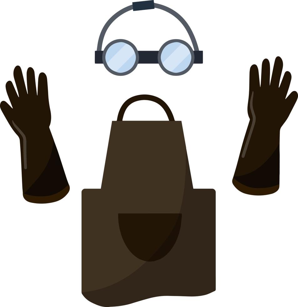 Type of profession. Cartoon flat illustration. Glasses and glove. Industrial profession vector