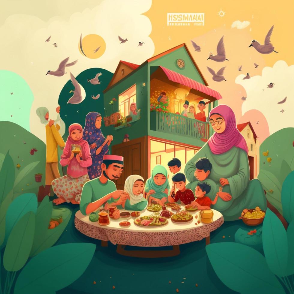 Ramzan Mubarak Happy Ramadan Eid Festive AI Generated photo