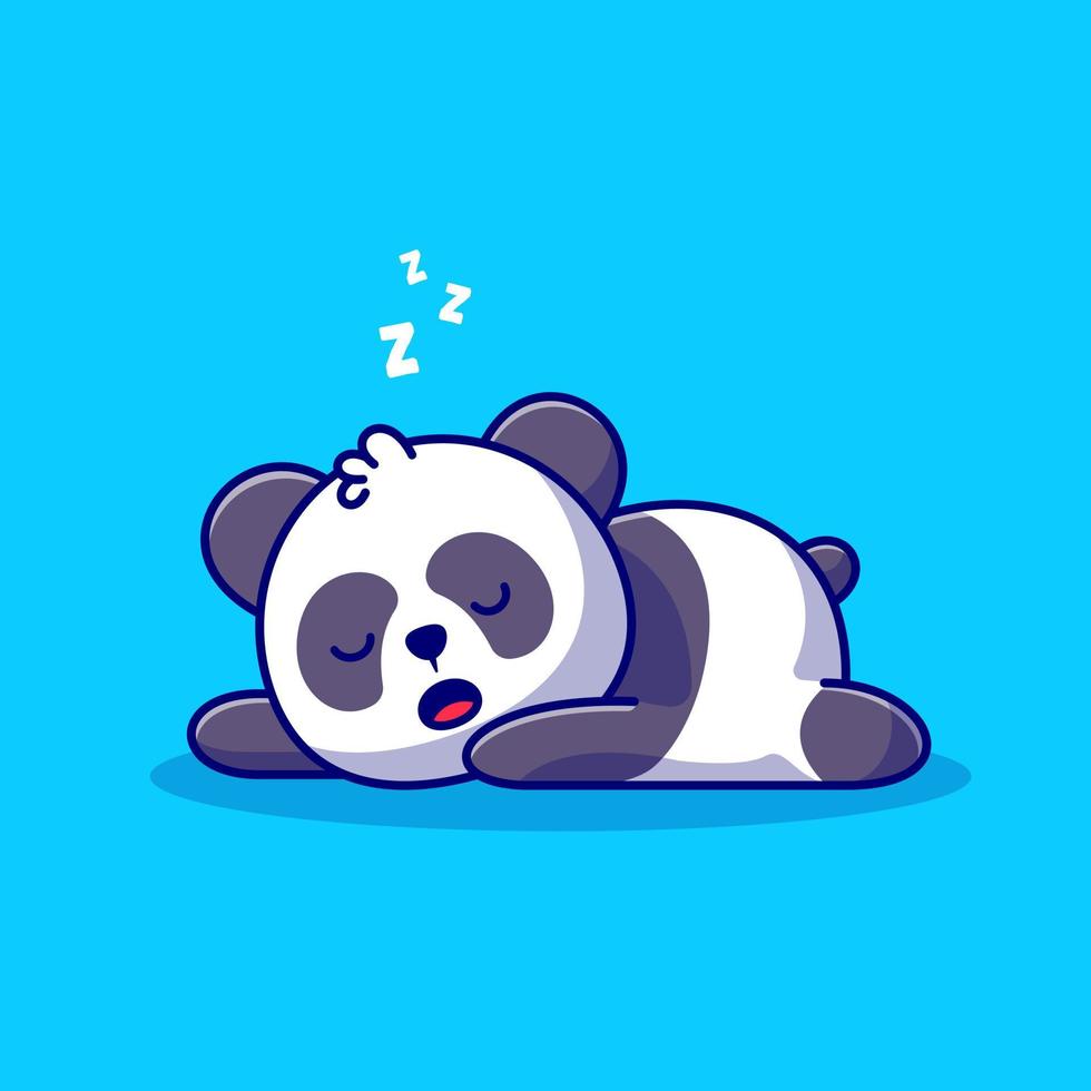 Cute Panda Sleeping Cartoon Vector Icon Illustration. Animal Nature Icon Concept Isolated Premium Vector. Flat Cartoon Style