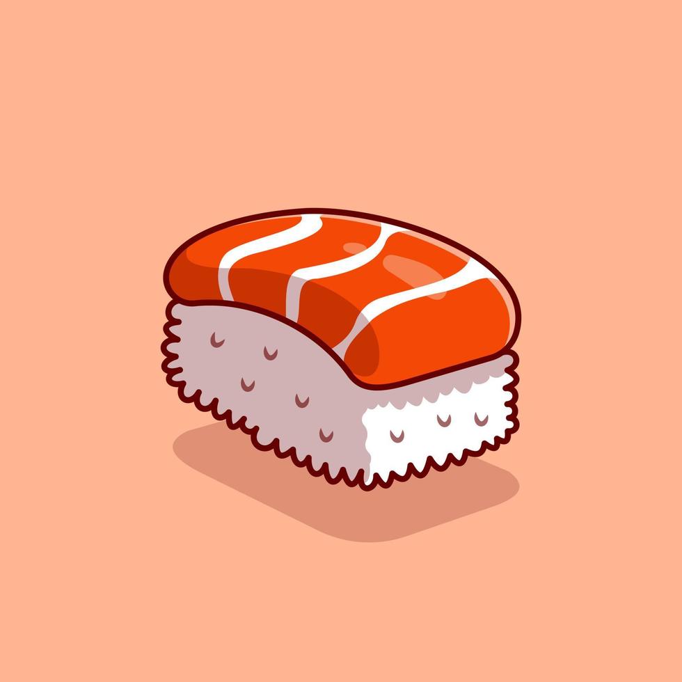 salmón Sushi dibujos animados vector icono ilustración. japonés comida icono concepto aislado prima vector. plano dibujos animados estilo