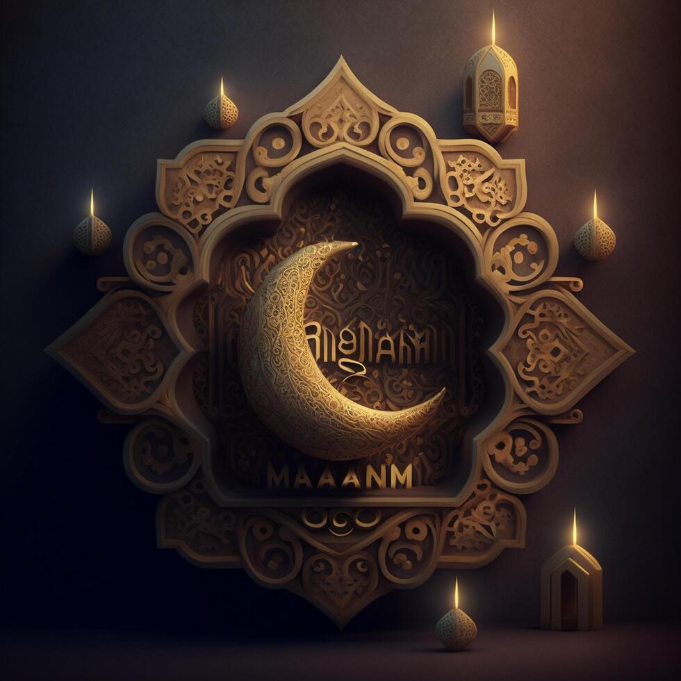 ramzan Mubarak contento Ramadán eid festivo ai generado foto