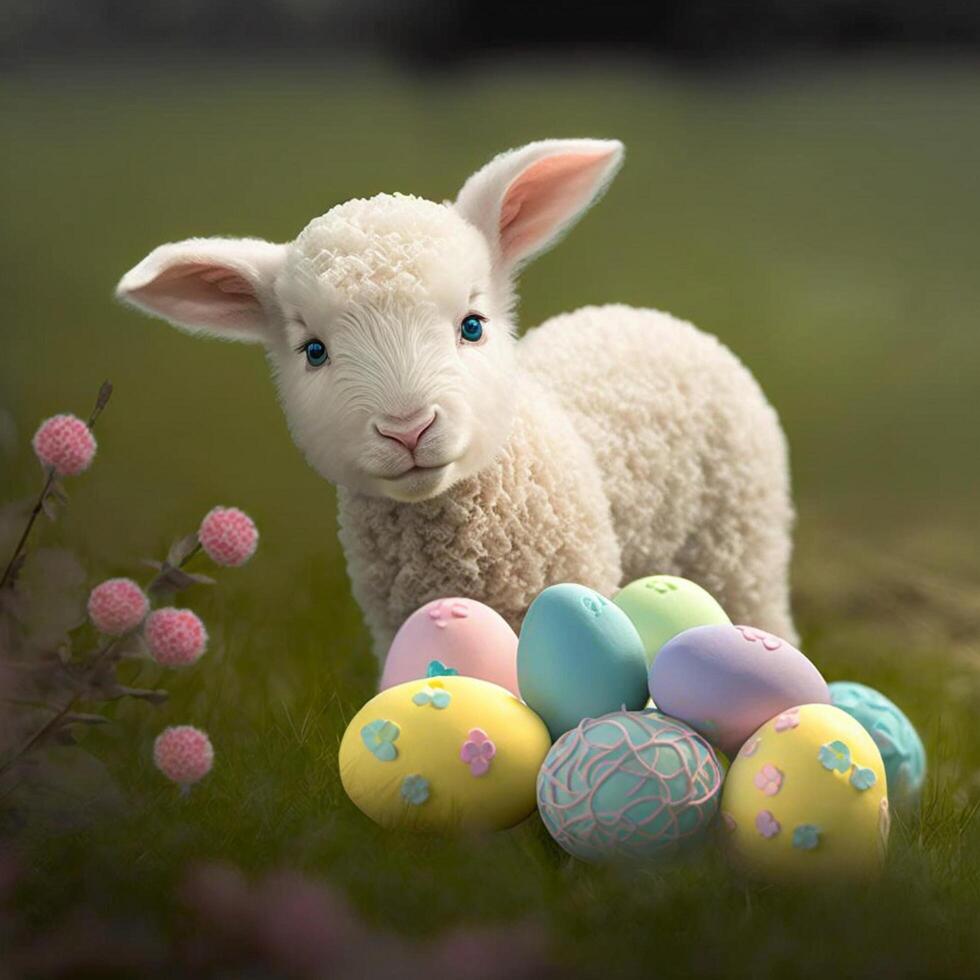 contento Pascua de Resurrección 4k ai imágenes de Pascua de Resurrección huevo Pascua de Resurrección conejito foto