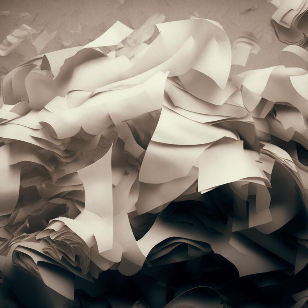 Scrambled textured paper generated by AI photo