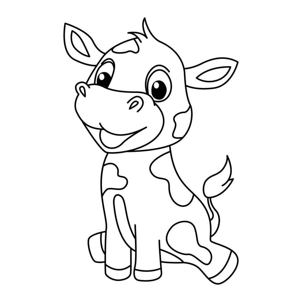 Funny cow cartoon characters vector illustration. For kids coloring ...