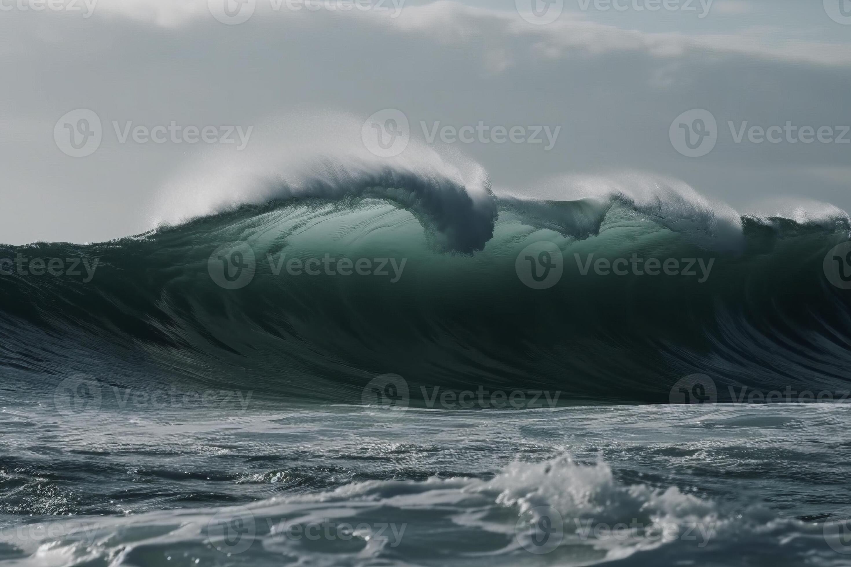 Side view at big ocean wave, created with 22403070 Stock Photo at Vecteezy