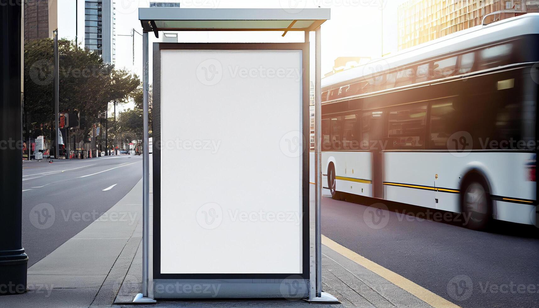 Empty billboard on the street, created with photo