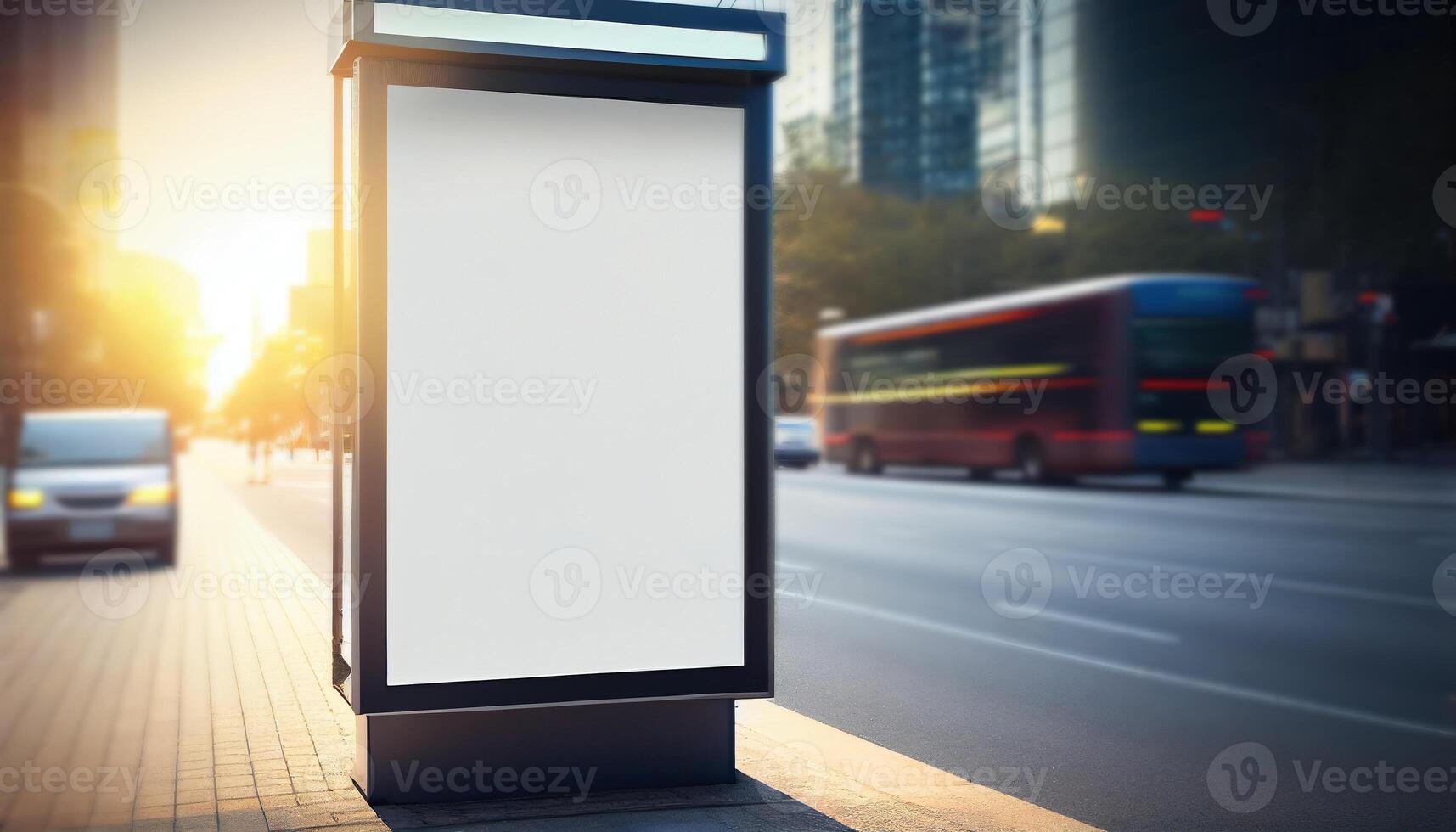 Empty billboard on the street, created with photo