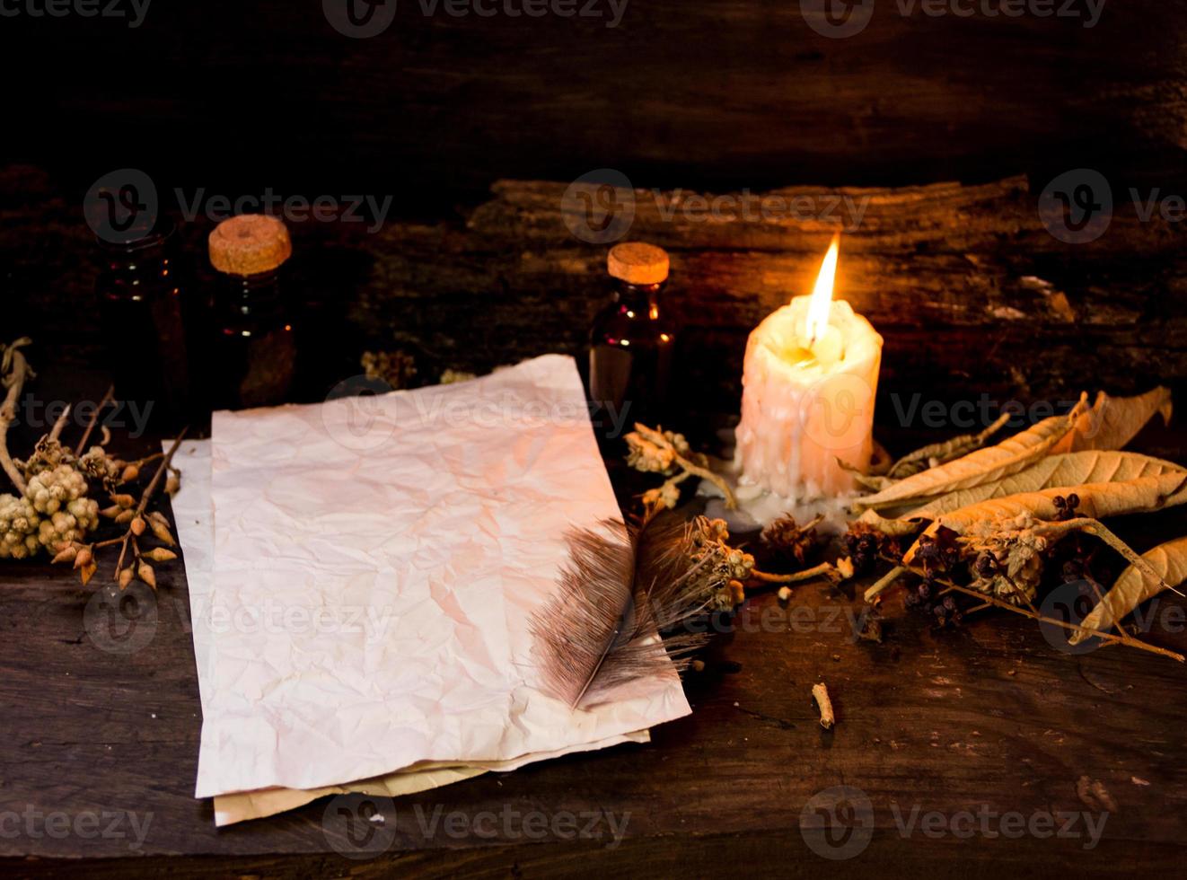 conjunto de objetos símbolos de esotérico rituales foto