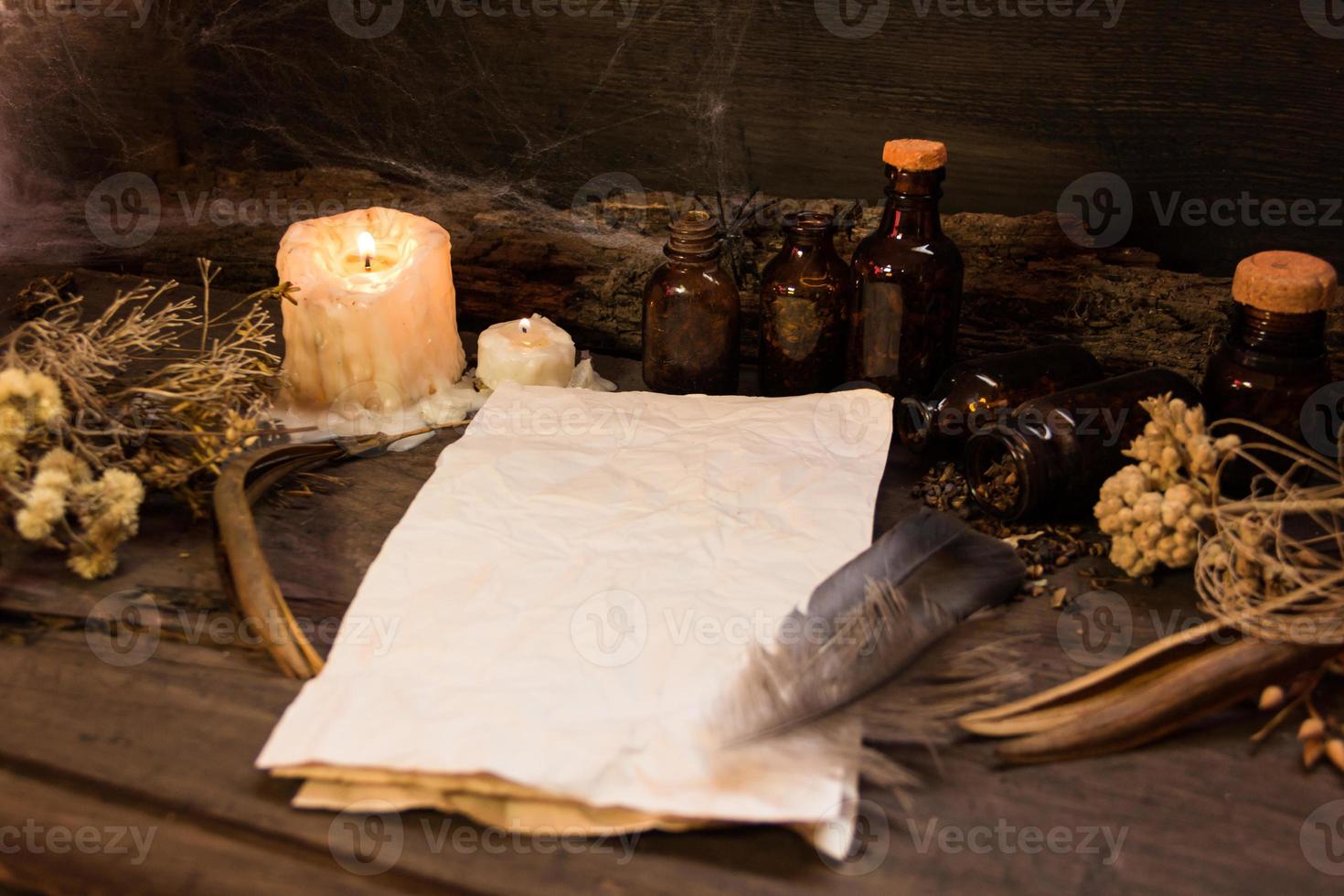 set of objects symbols of esoteric rituals photo