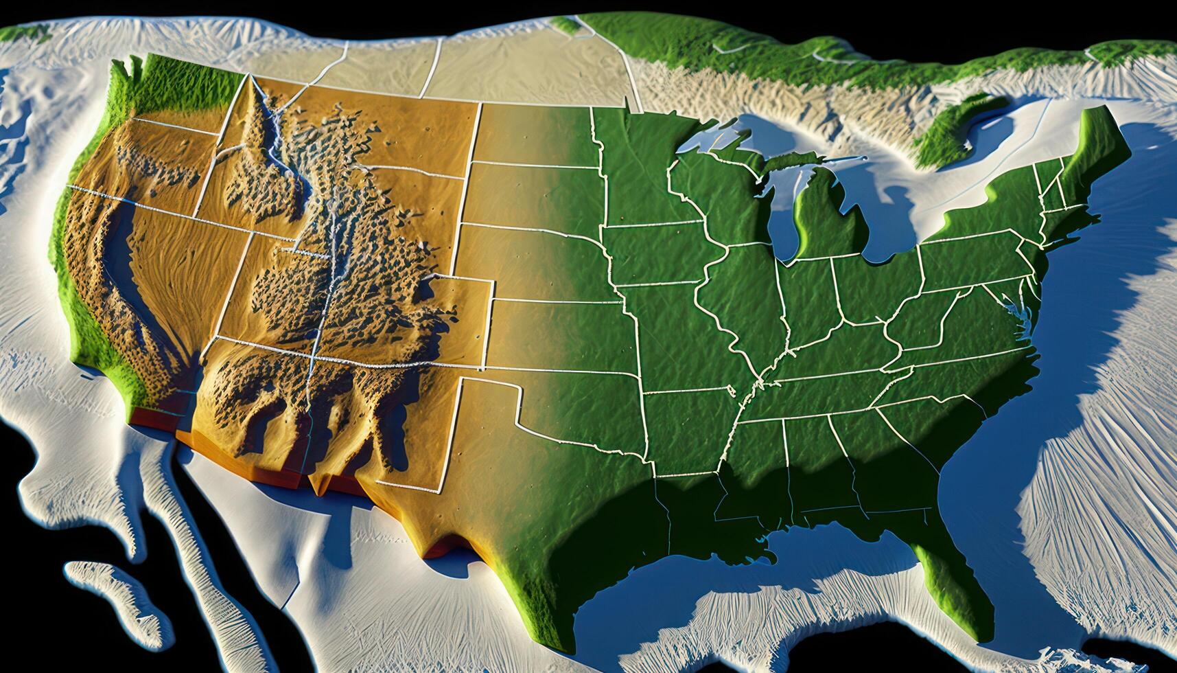 Relief map of conterminous USA. photo
