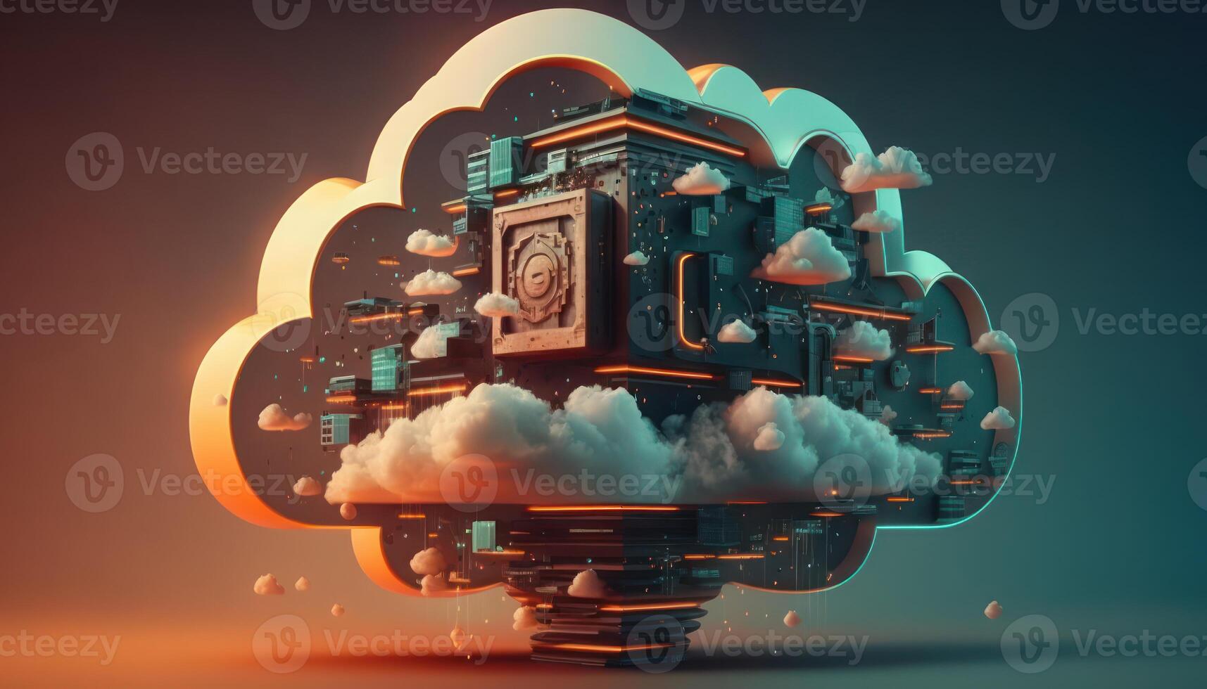 Cloud computing technology concept background, digital. photo