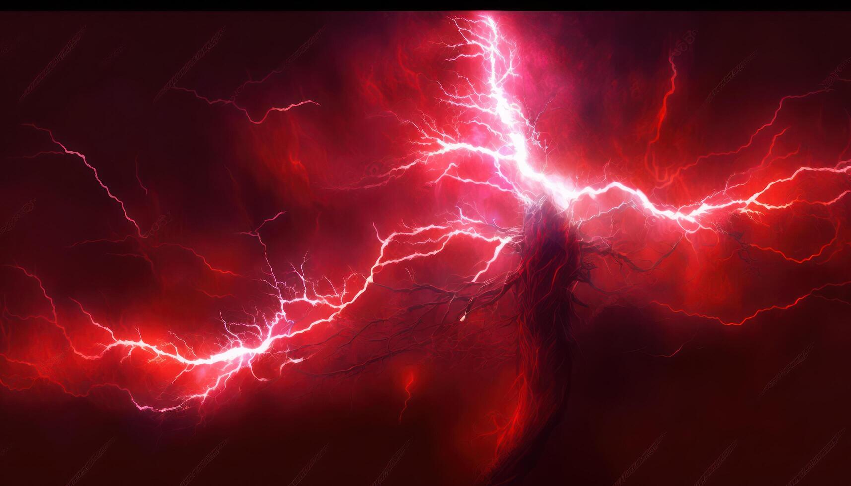 Red fantasy lightning. photo