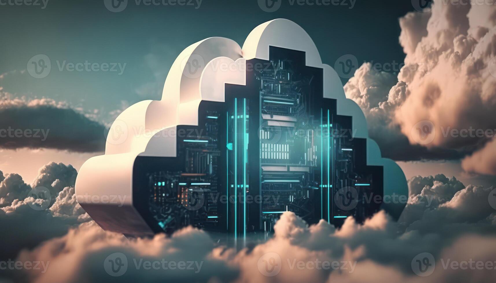 Cloud computing technology concept background, digital. photo