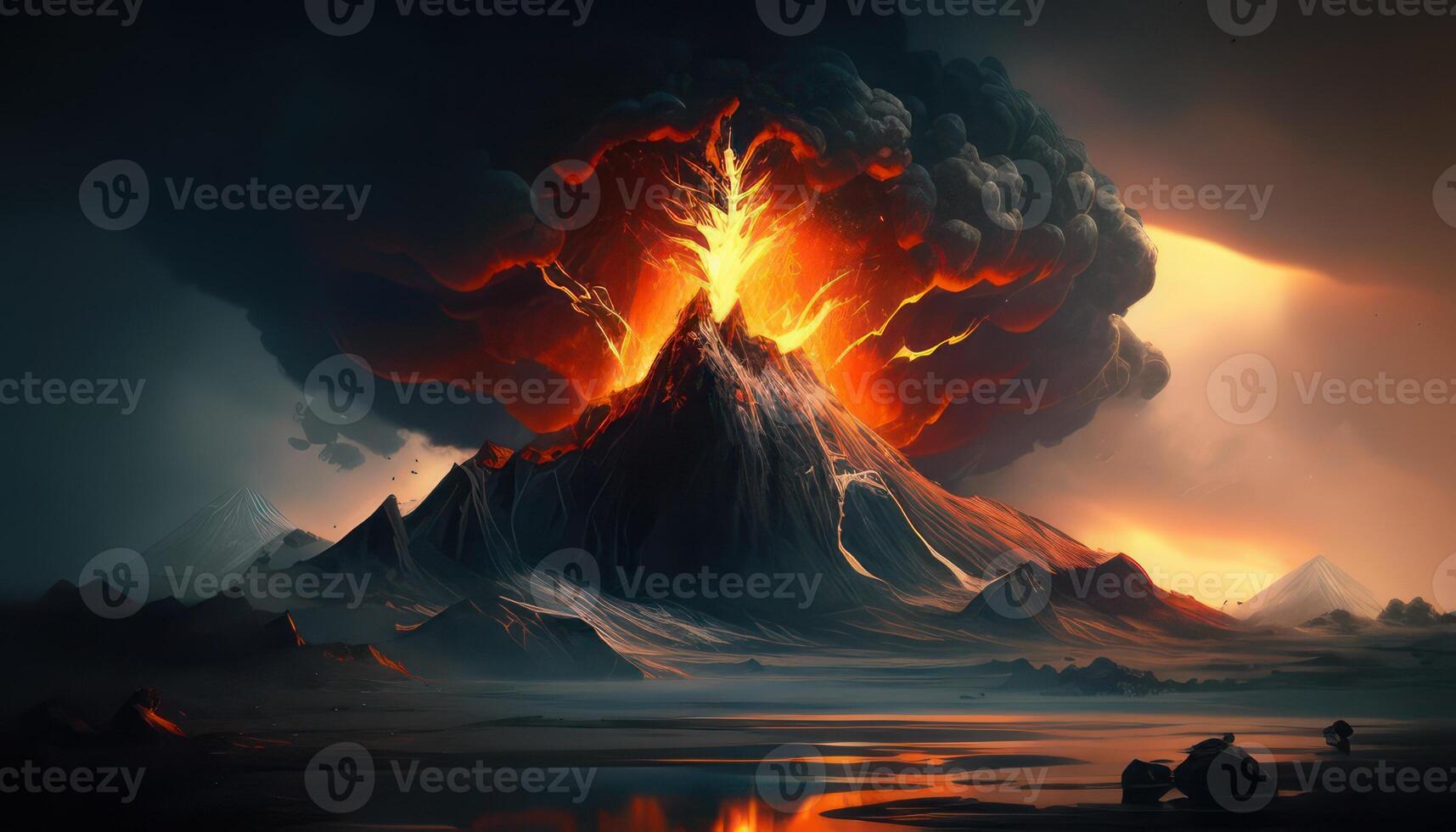 Volcanic Eruption. AI Generated photo