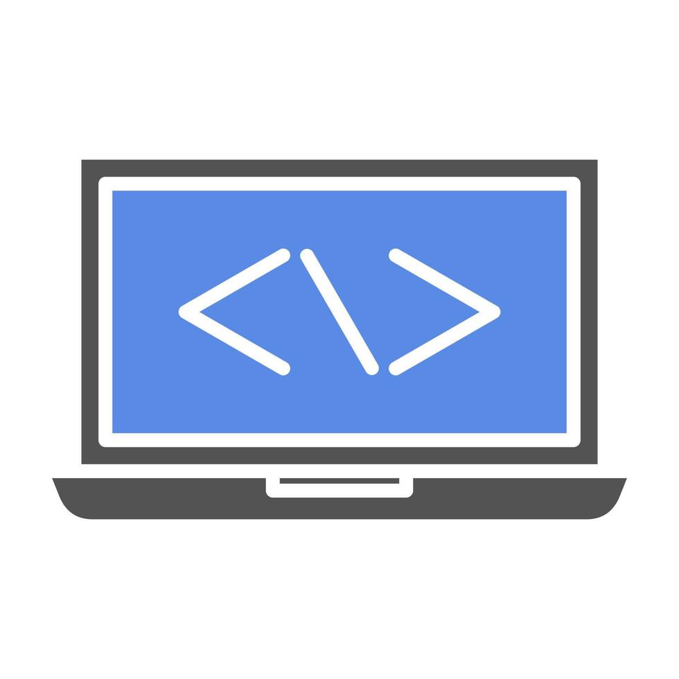 Laptop Coding Vector Icon Style