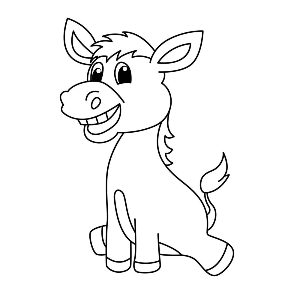 Funny donkey cartoon characters vector illustration. For kids coloring ...