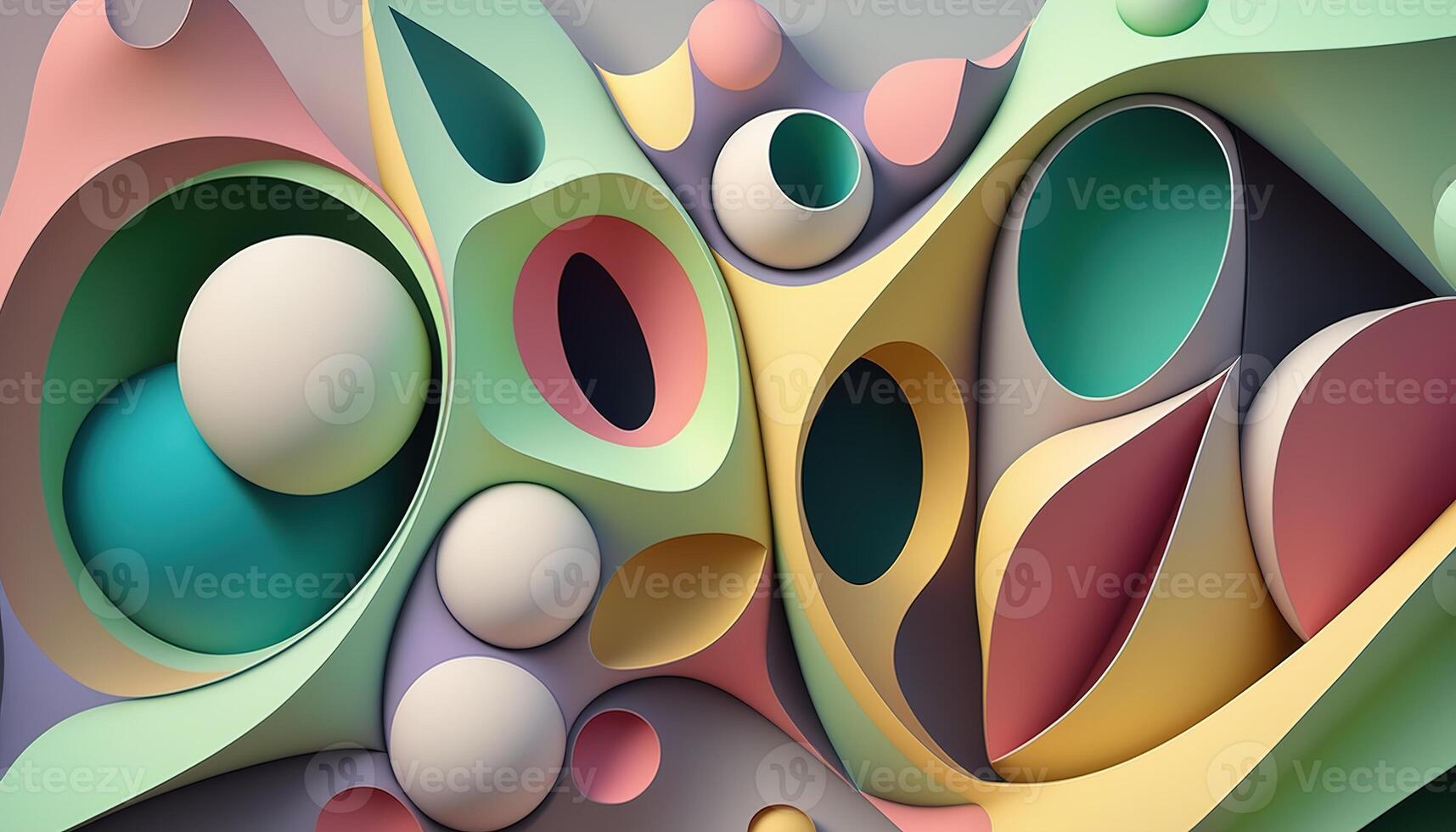 Colorful flowing bubbles. Abstract background. Fluid organic shapes Banner. illustration photo