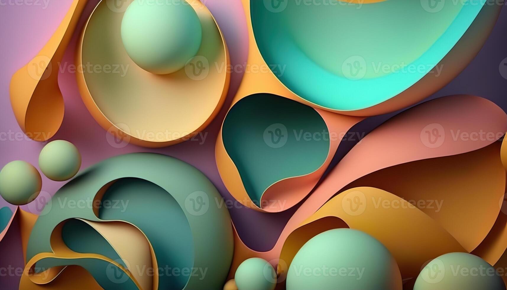 Colorful flowing bubbles. Abstract background. Fluid organic shapes Banner. illustration photo