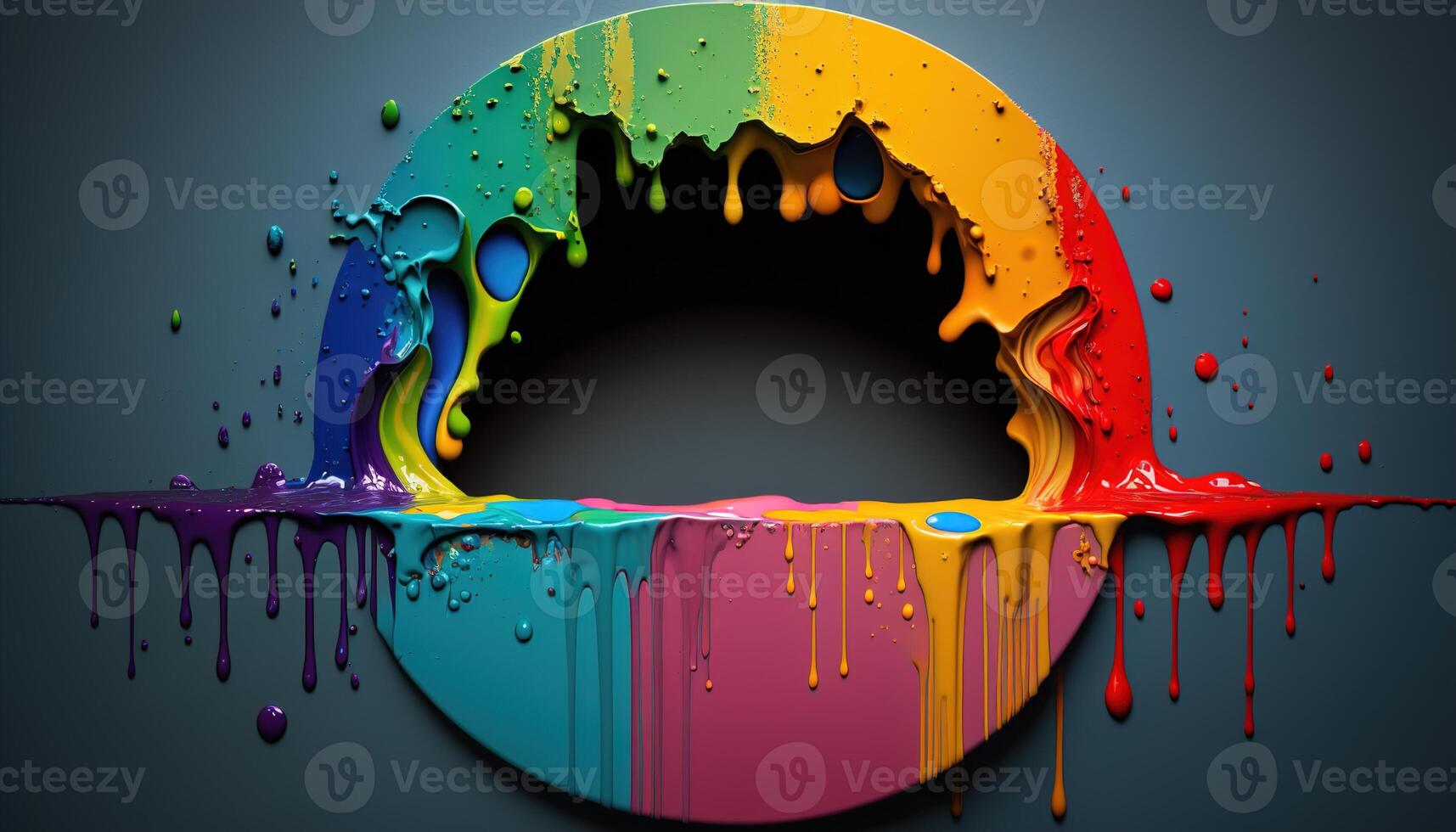 illustration of multicolored liquid ink chromatic circle on wall photo