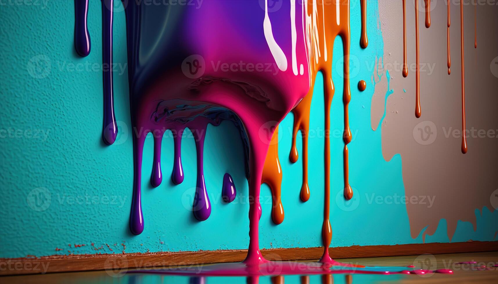 Dripping Paint Art on wall illustration photo