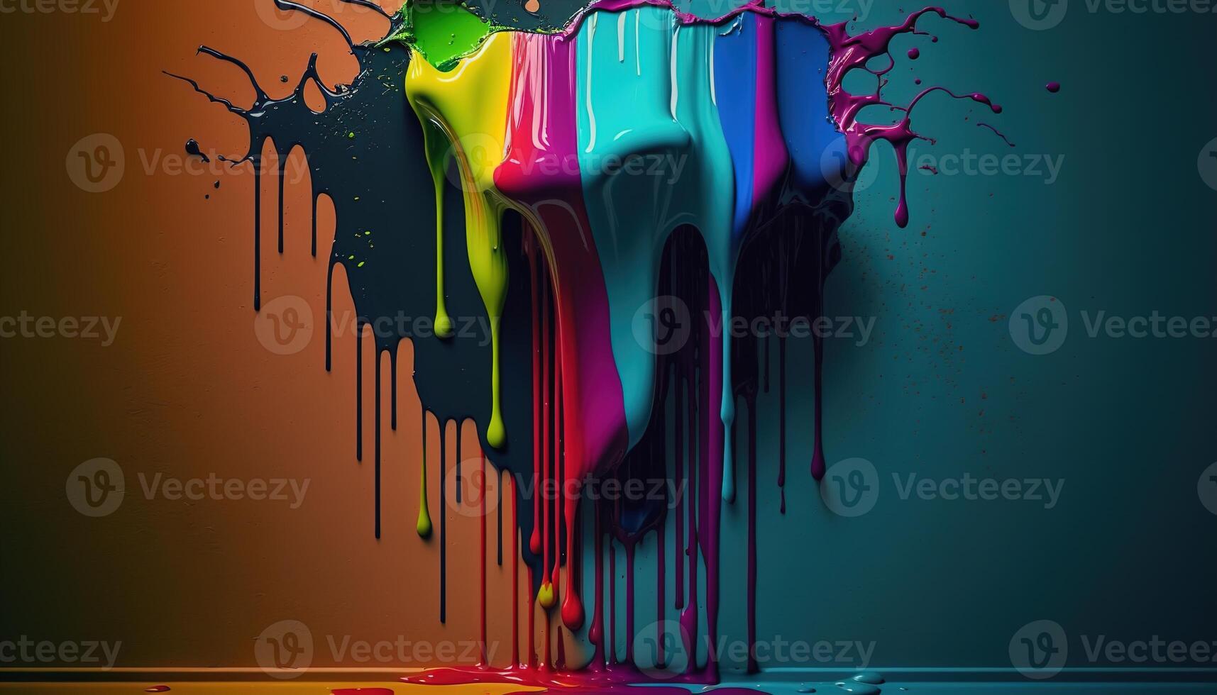 Dripping Paint Art on wall illustration photo