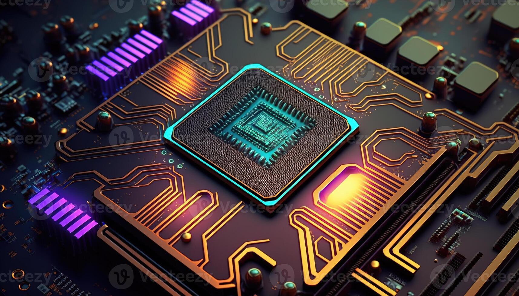 AI. Circuit board. Technology background. Central Computer Processors CPU concept. Motherboard digital chip. Tech science background. illustration photo