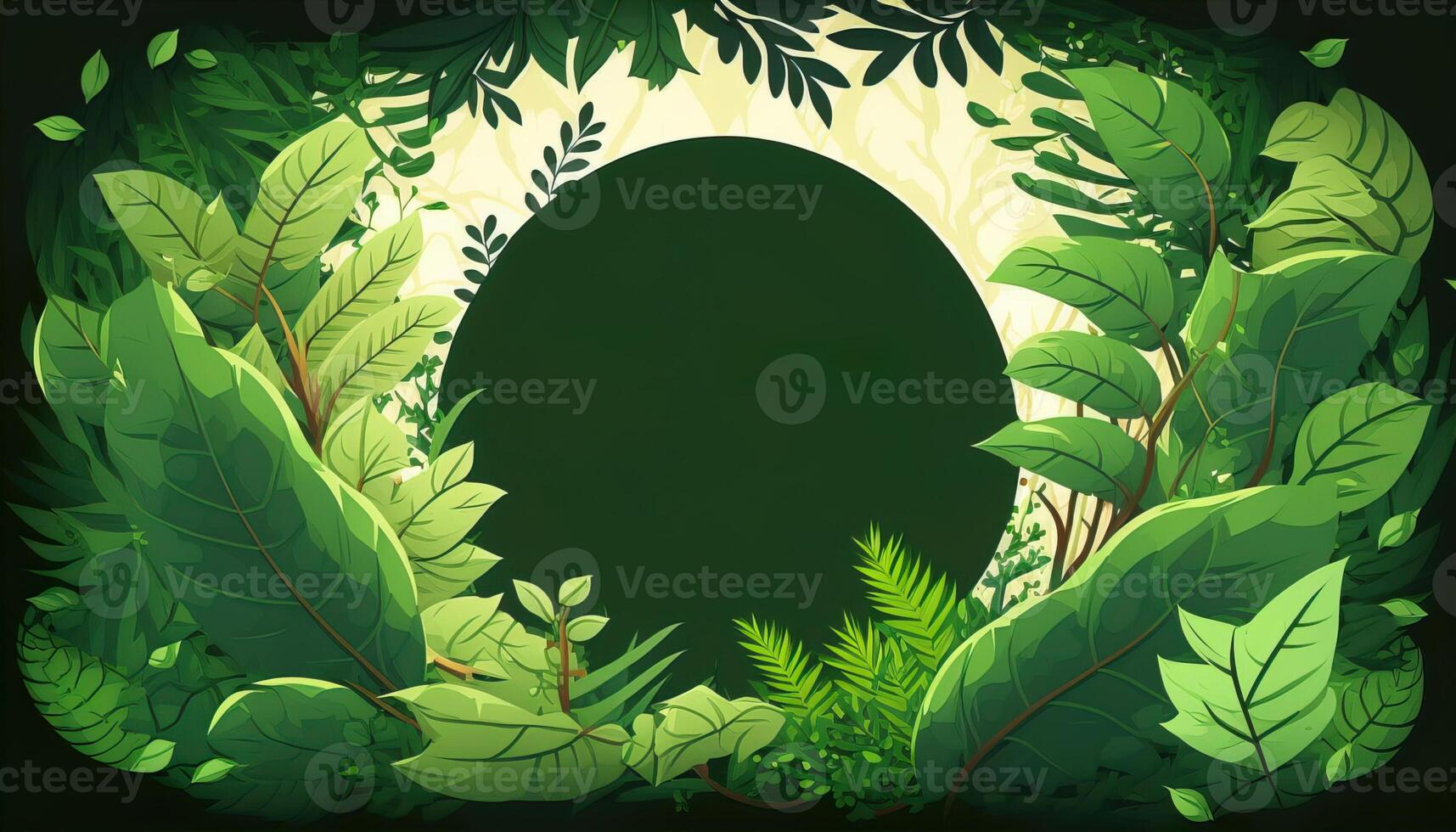 illustration of green leaves and trees with empty space photo