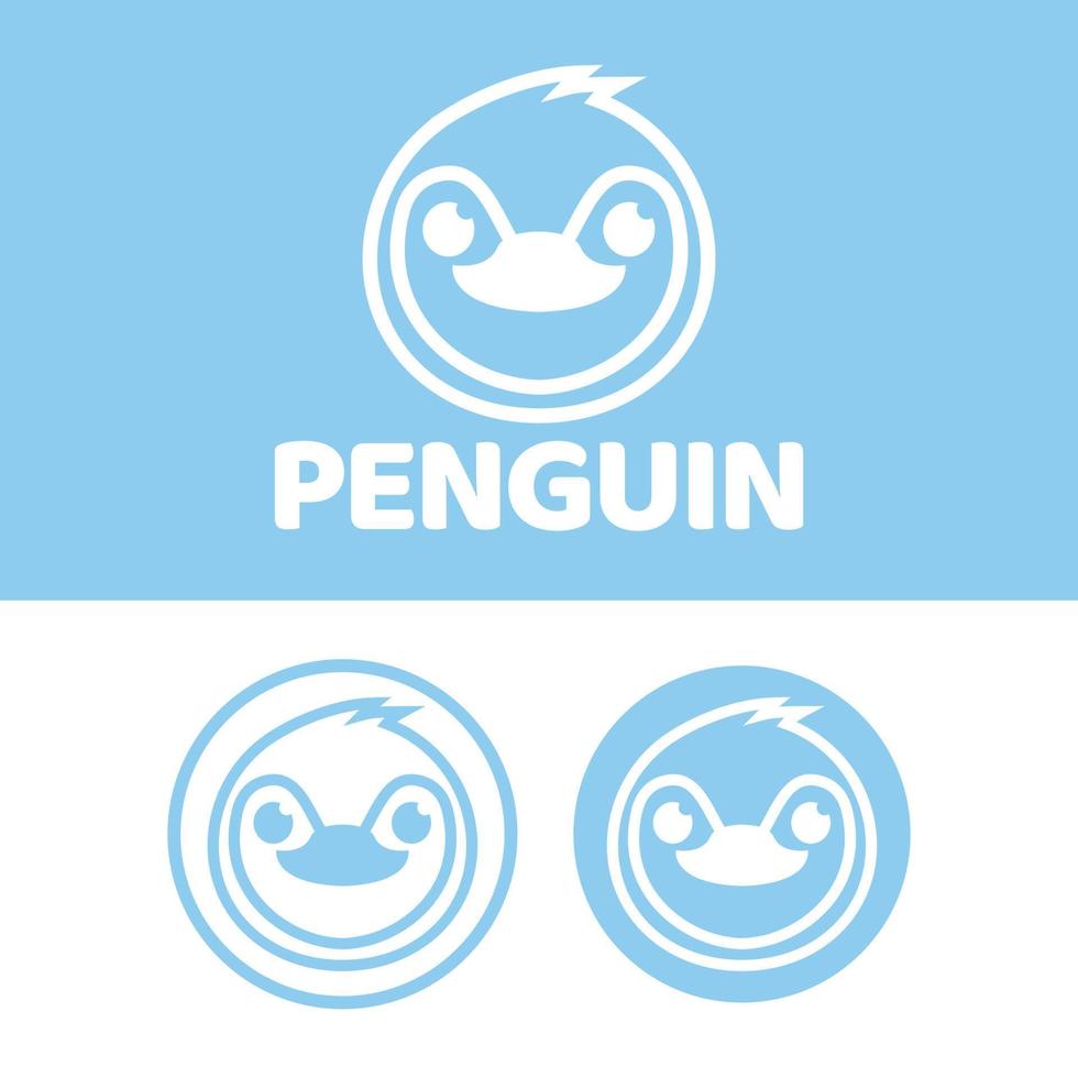 Modern vector flat design simple minimalist logo template of penguin head mascot character vector collection for brand, emblem, label, badge. Isolated on white background.