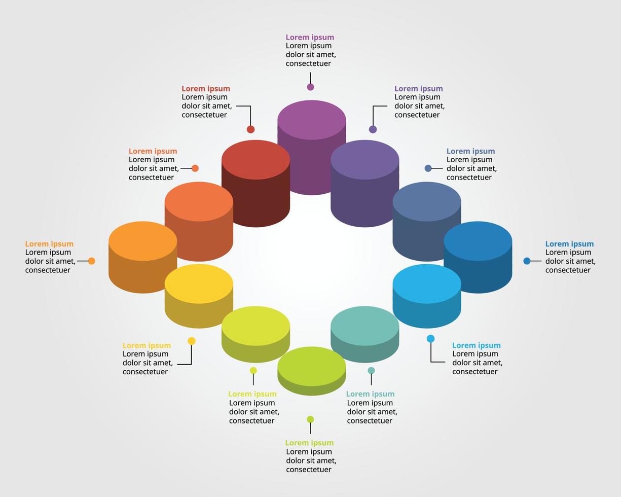 circle chart template for infographic for presentation for 12 element vector