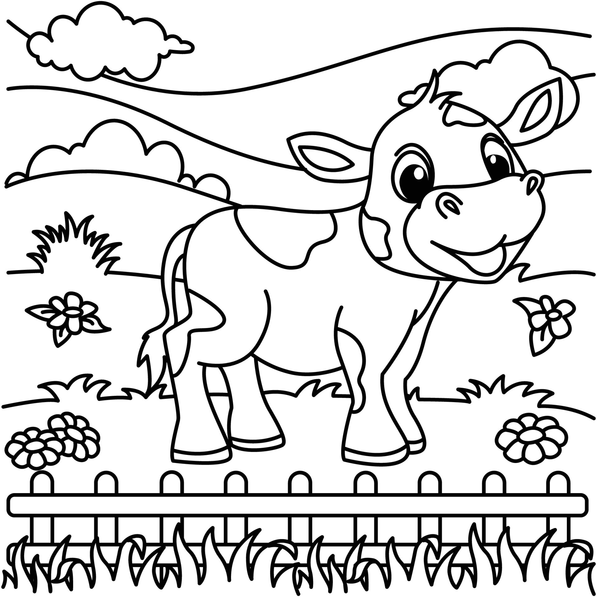 Funny cow cartoon for kid coloring page 22408696 Vector Art at Vecteezy