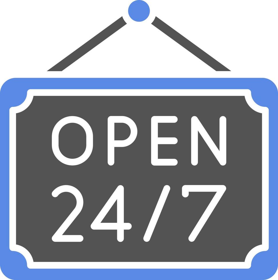 24 Hours Open Vector Icon Style