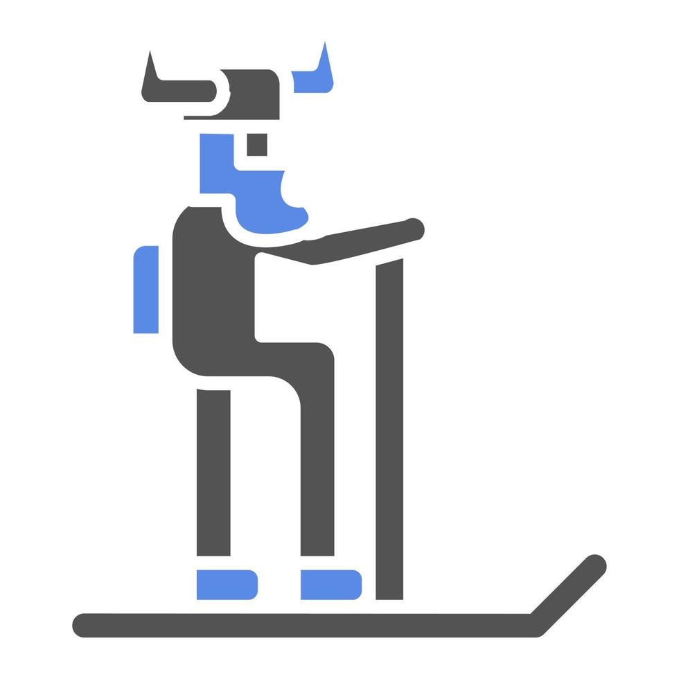 Viking Skiing Vector Icon Style