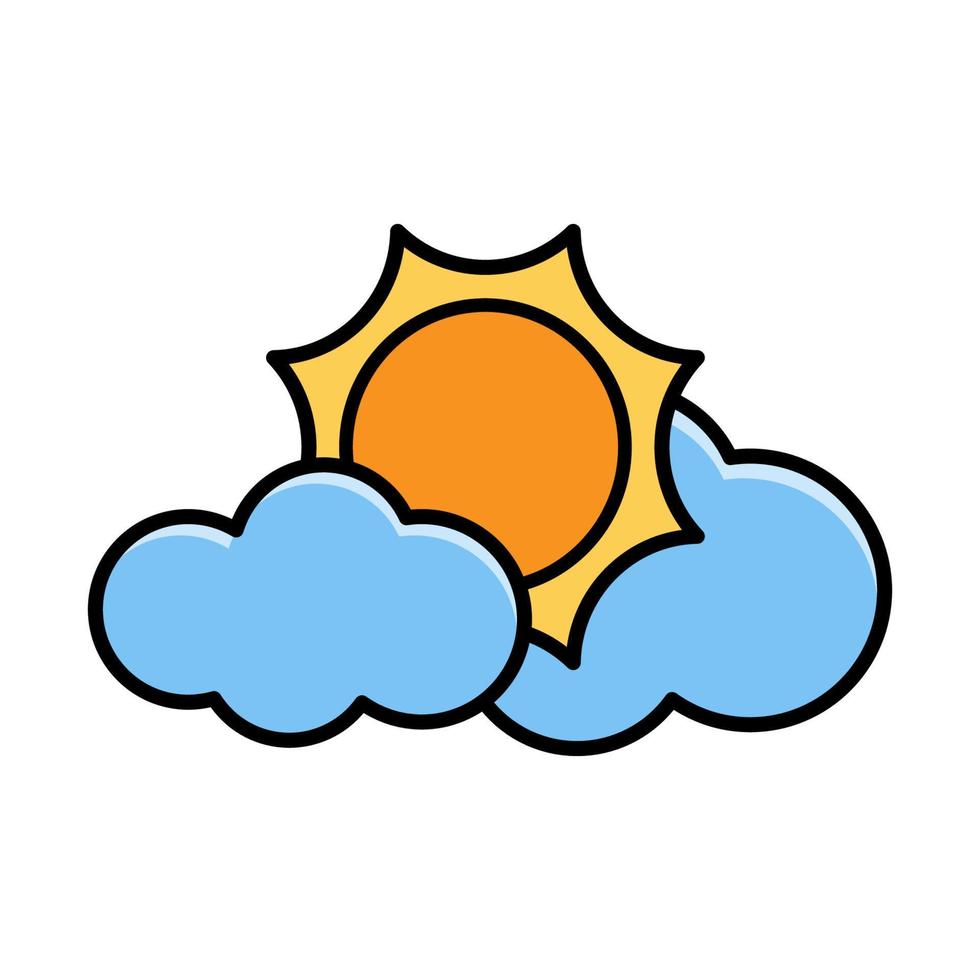 Sun and cloud. Nature icon vector