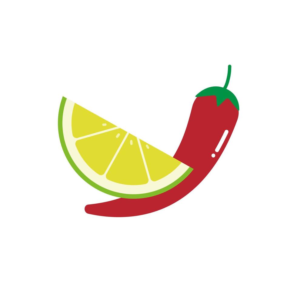 Chili and lemon. Spicy ingredient vector