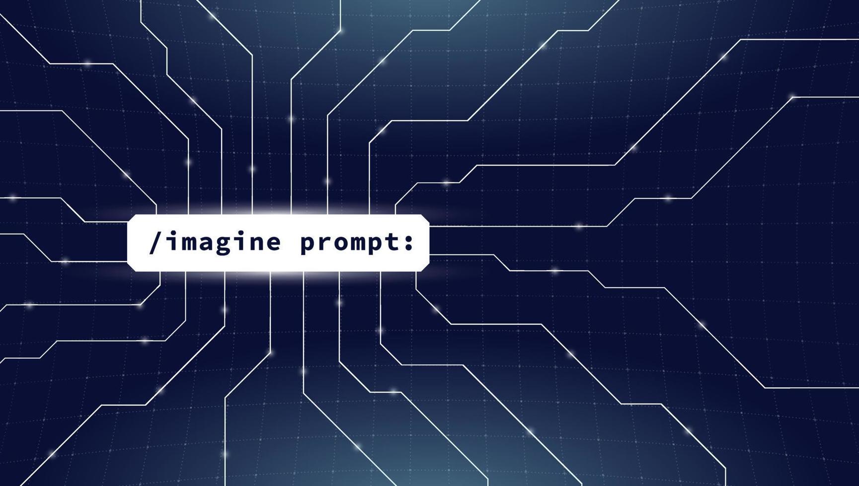 Code inscription imagine prompt. Imaginative digital illustration of artificial general intelligence technology powered by OpenAI. Vector eps banner design