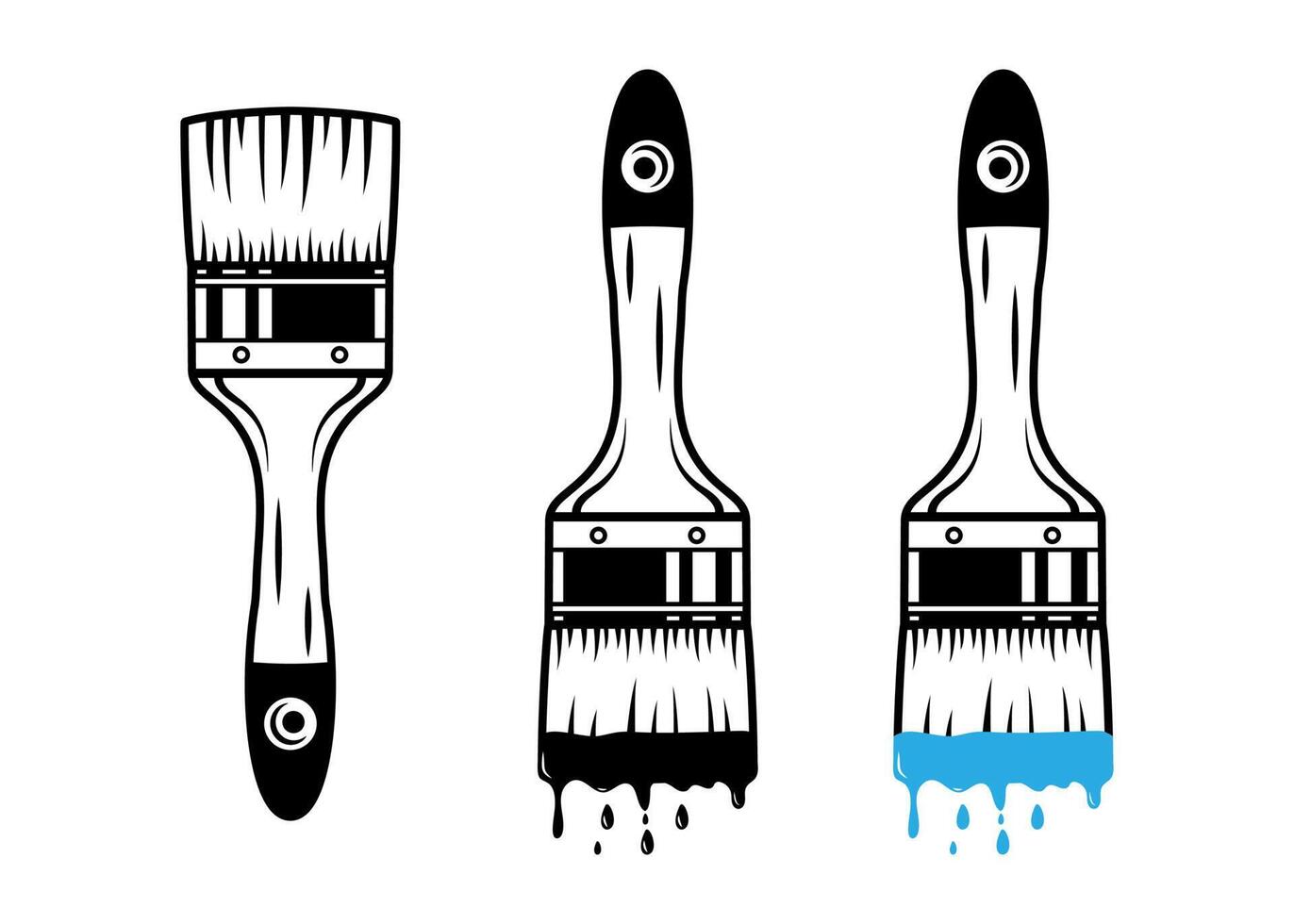 Paintbrush icon logo. black and white painting hand drawn illustration