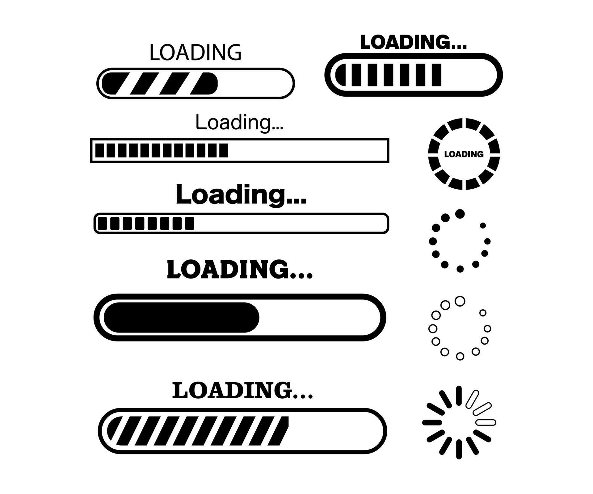 Vector Loading status bar. icons web. ui black and white. tech computer