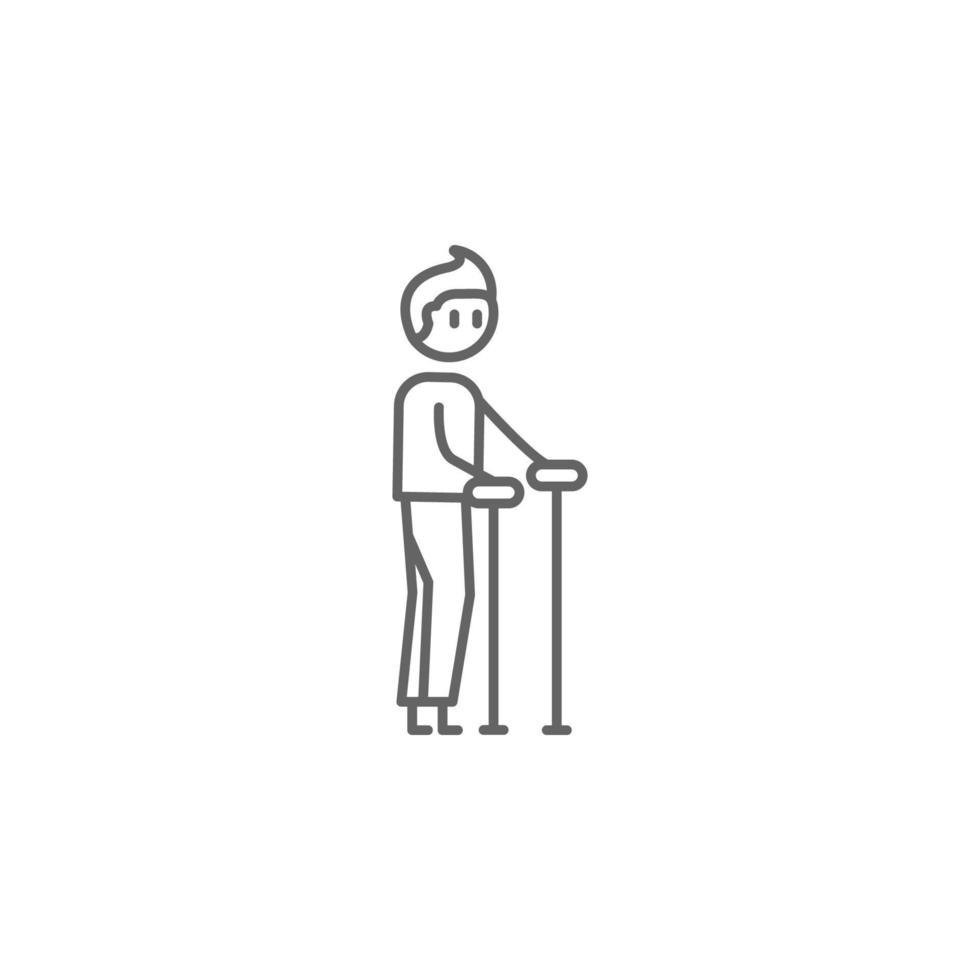 Walker, physiotherapy, man vector icon