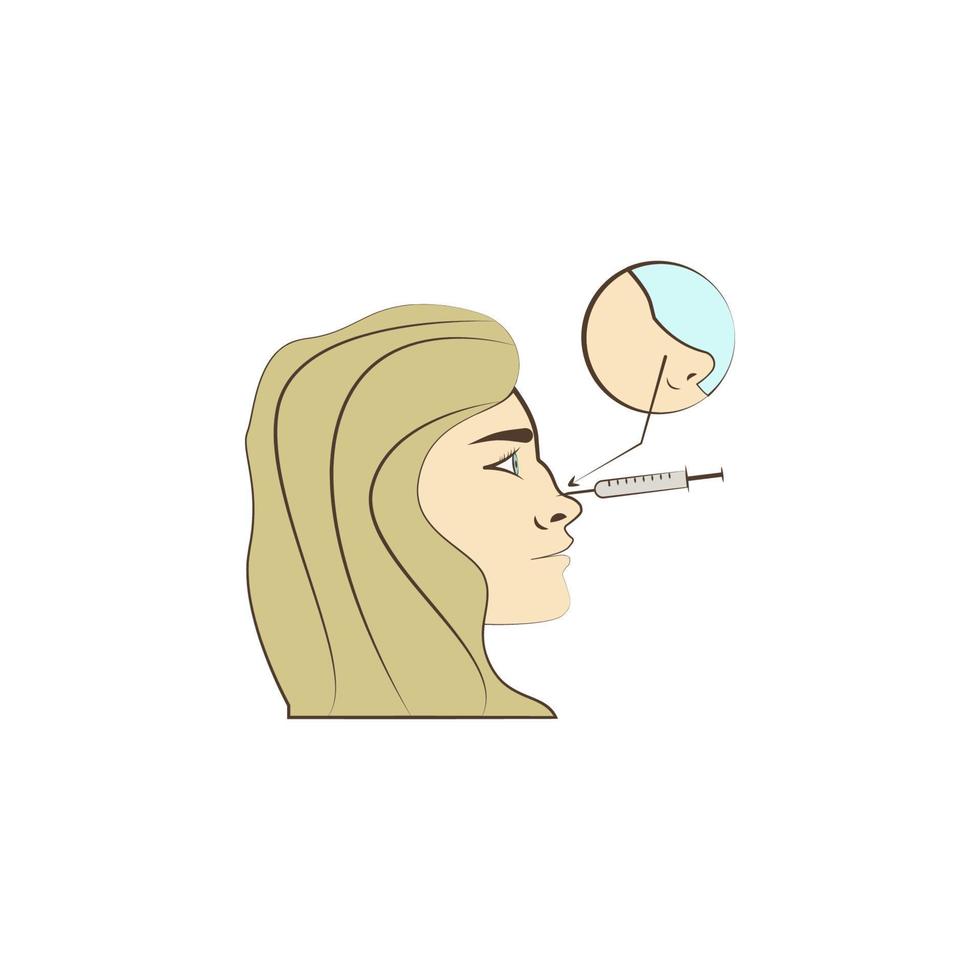 surgery correcting nose colored vector icon