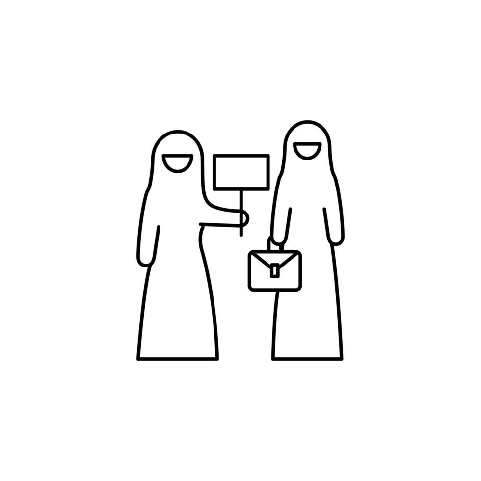 industrial action, Muslim businesswoman vector icon