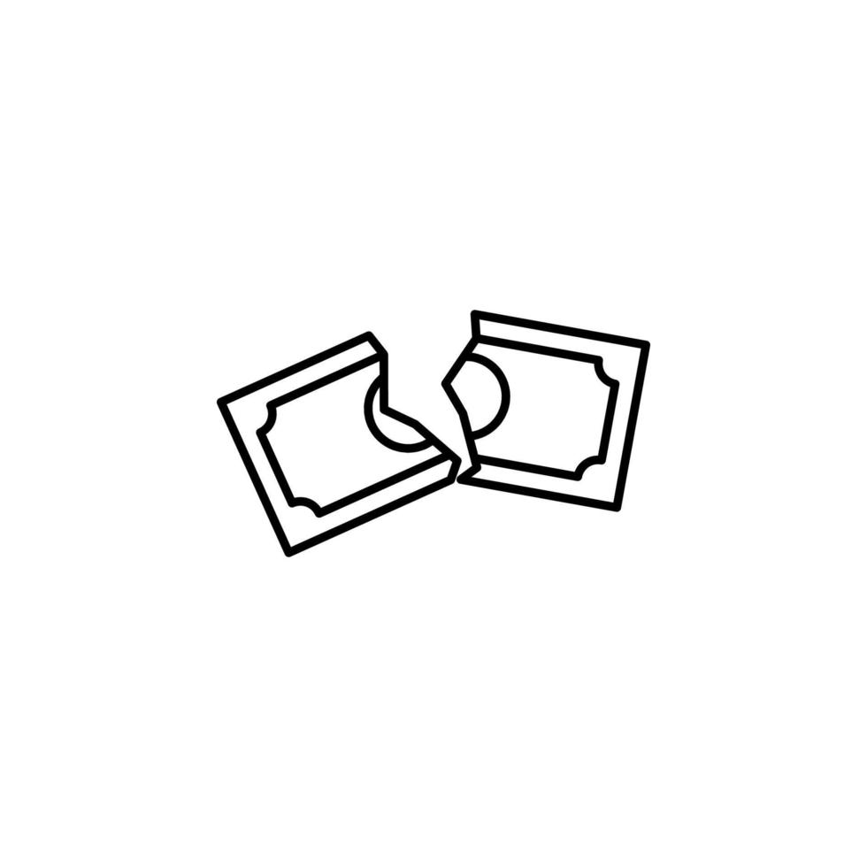 torn money note outline style vector icon