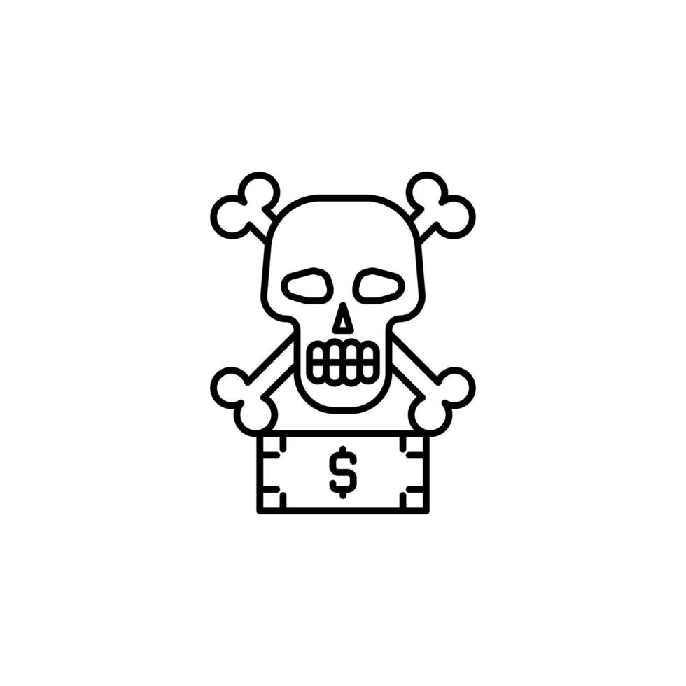 Bribe, corruption, skull vector icon